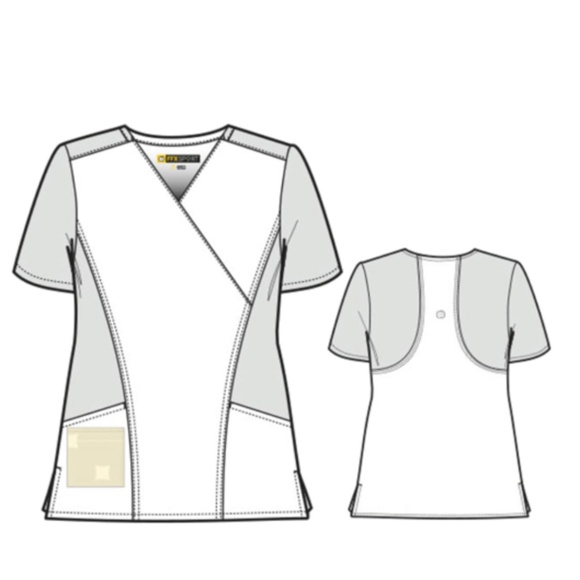 WonderWink FFX Sport Mock Wrap Scrub Top in Strawberry size XS  ~EUC~ - Picture 4 of 8